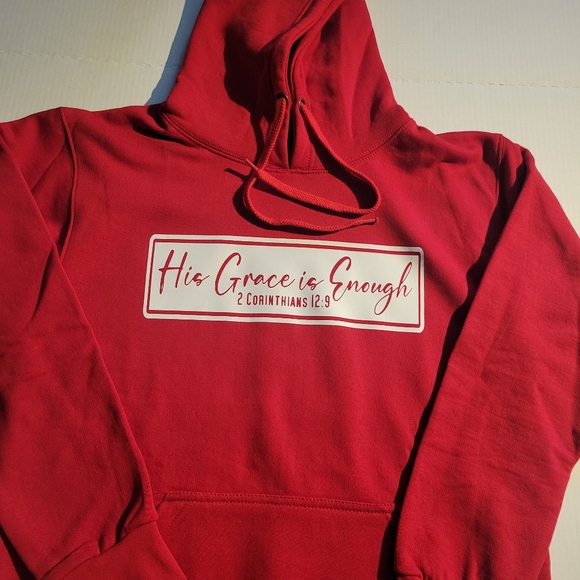 Red Hoody Sweater " Your Grace is Enough 2 Corinthians  12:9" - Picture 3 of 3